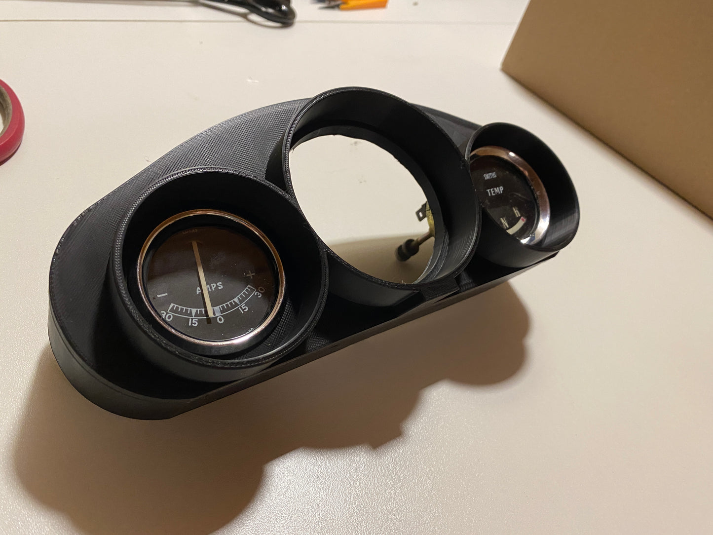 Classic Mini Driver-Side Gauge Pod – Triple Instrument Holder for Tachometer & Auxiliary Gauges